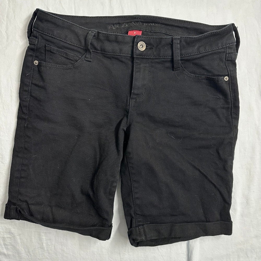 Arizona Jean Co Womens Black Denim Cuffed Shorts‎ Size 9